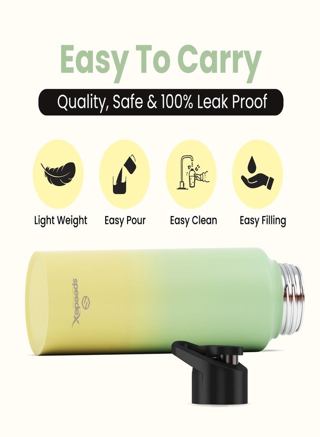 Speedex 1 Litre Stainless Steel Water Bottle - Dual Lemon-Green | Set of 2, Sipper Cap | 1000 ml Bottle for Kids, Girls, Boys, School, Adults, Office, Gym - Image 4